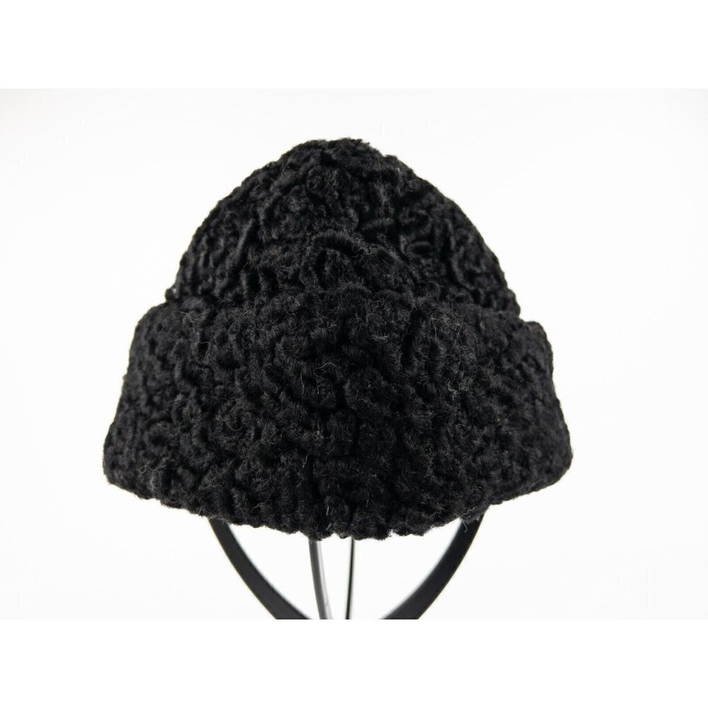 Adam Meldrum & Anderson Black Boiled Wool Hat with Ear Covers Size M Winter Cap